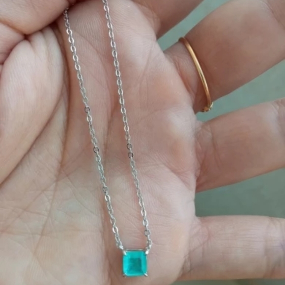 925 Sterling Silver Classic Charm Tourmaline Chain Necklace For Women - Picture 4 of 5